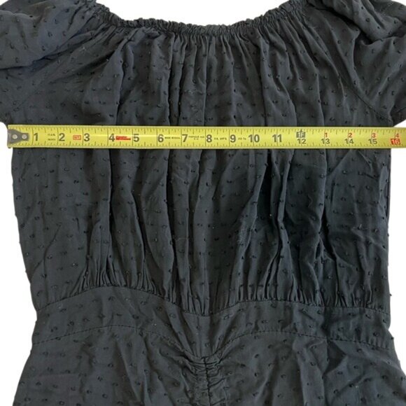 Alice Rinaldi Clip Dot Dress Black 1/2 Sleeve Ruched Made in Italy Size 2 - Picture 7 of 12